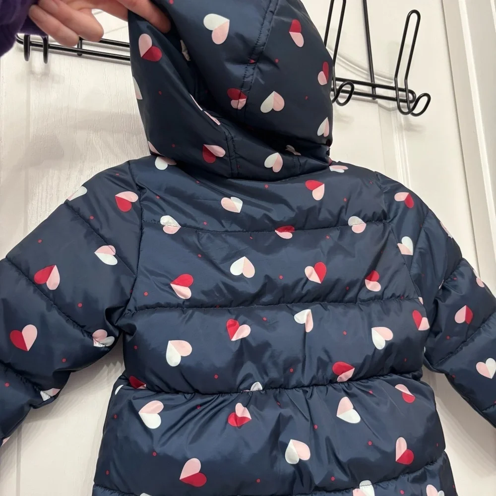 Navy Heart Print Puffer Jacket | Wonder Nation 4T